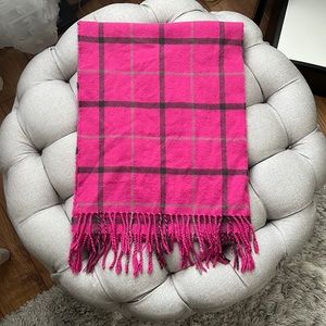 100% Cashmere Hot Pink Plaid Scarf